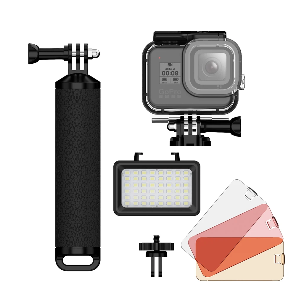 60M Waterproof Case Hot Suit With Light For GoPro 12 11 10 9 Black 7 8  insta 360 Protective Diving Underwater Housing Accessory