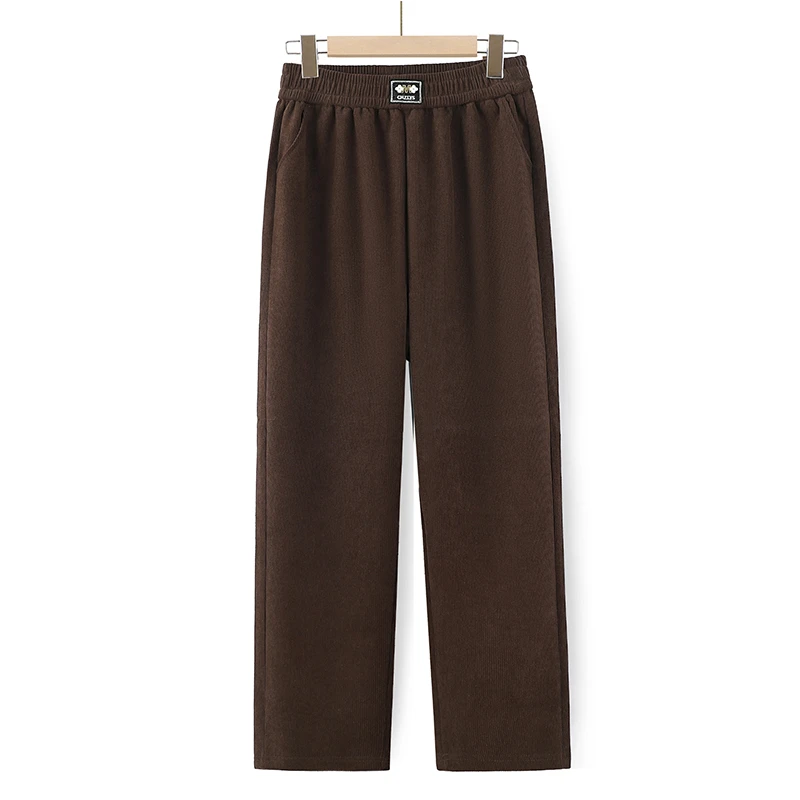 2025 solto confortável calças femininas básico clássico de alta qualidade nova cintura elástica requintado artesanato roupas outono