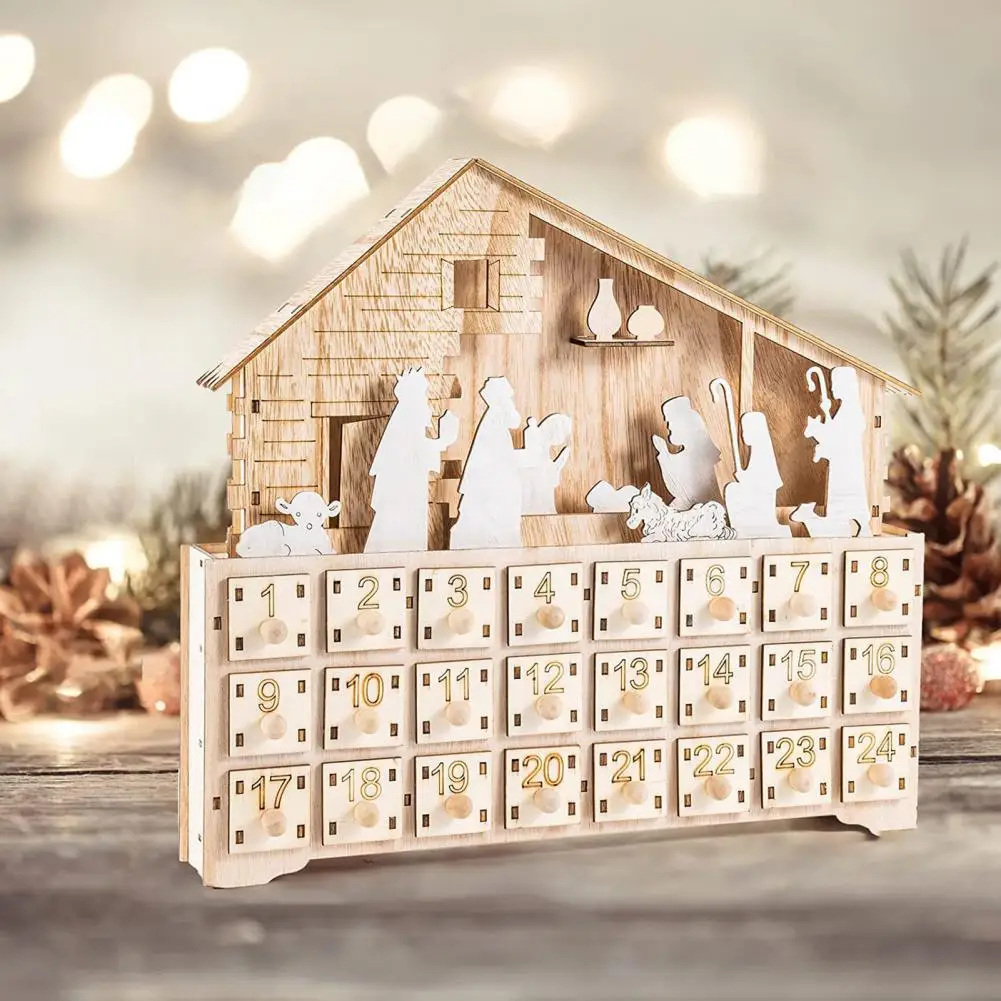 Calendar Cabinet  Excellent Eye-catching White  Xmas Ornament House-shaped Advent Calendar for Household