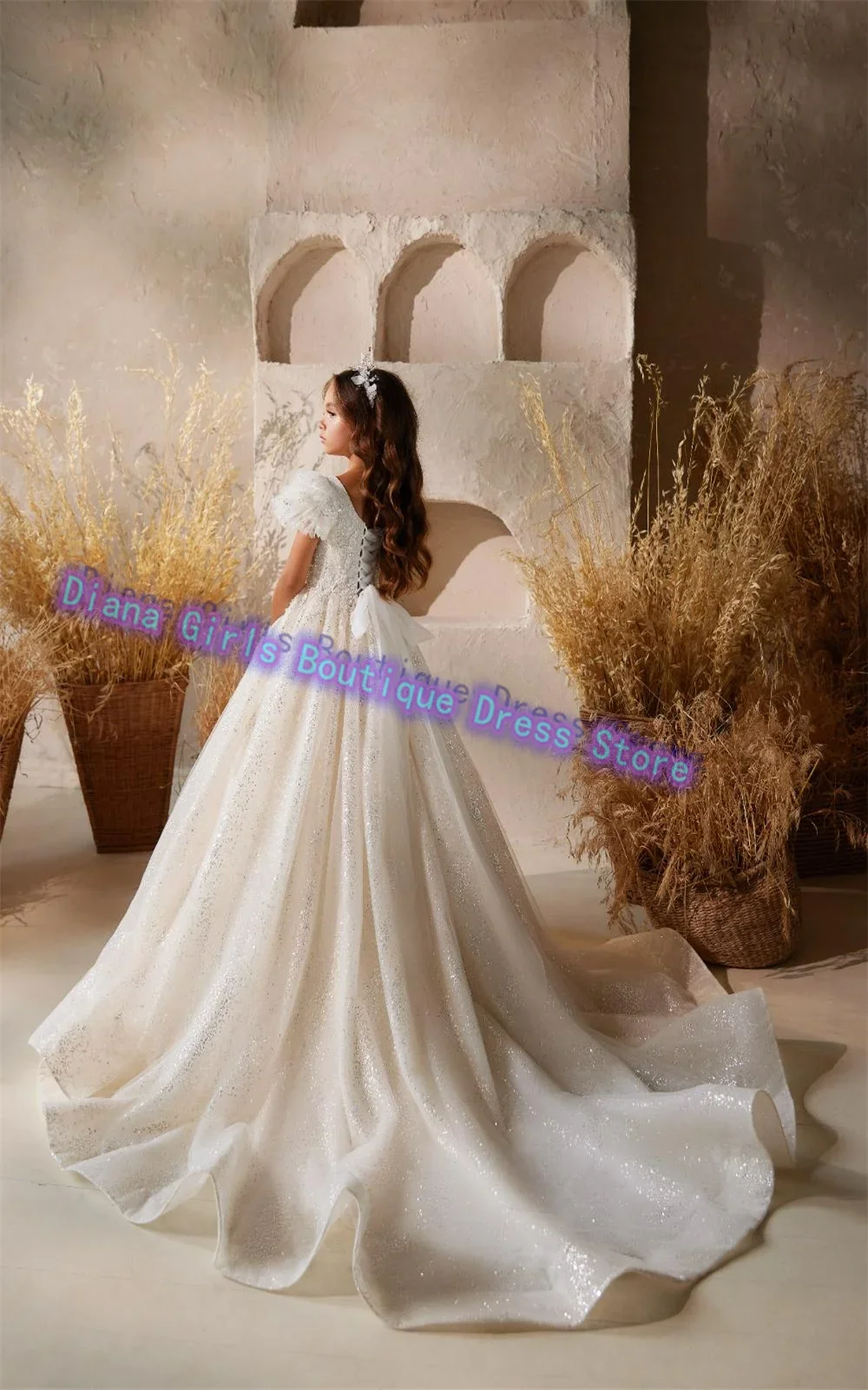 

Quality Magnificent Flower Girl Dress Fluffy Sequins Applique for Wedding Dresses Little Princess Birthday Party Ball Gowns