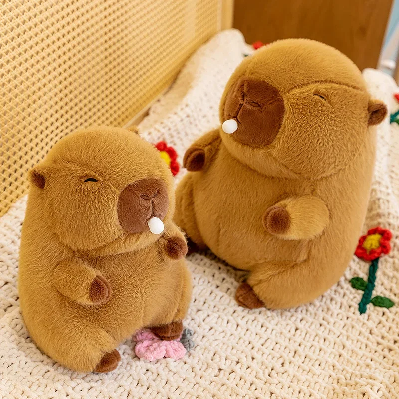 25/35cm Capybara Plush Simulation Capibara Anime Fluffty Toy Cute Capybara Plush Toys Blow Bubbles Sitting Animals Stuffed Dolls