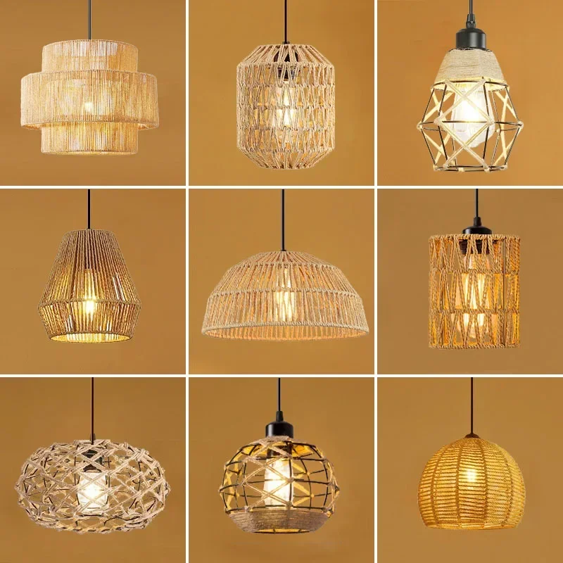 

New Chinese Tea Room Dining Room Chandelier Living Room Medieval Lamp Tatami Study Porch Creative Rattan Chandelier Bar Lamp