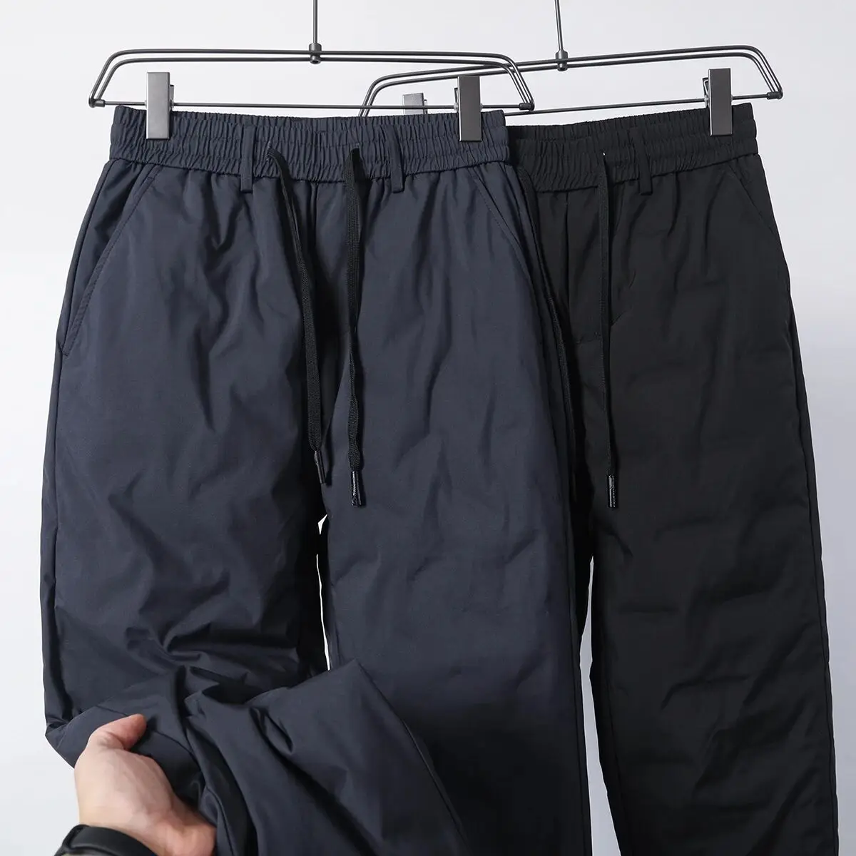 

Thi Men's down Pants Winter Windproof Warm Water-Resistant Casual Du down Straight Leg Long Trousers Youth Faion