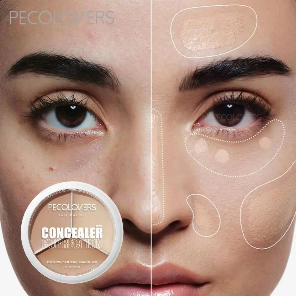 3-Color Concealer Palette，Long-Lasting Waterproof Concealer, Strong Coverage, Moisturizing Texture