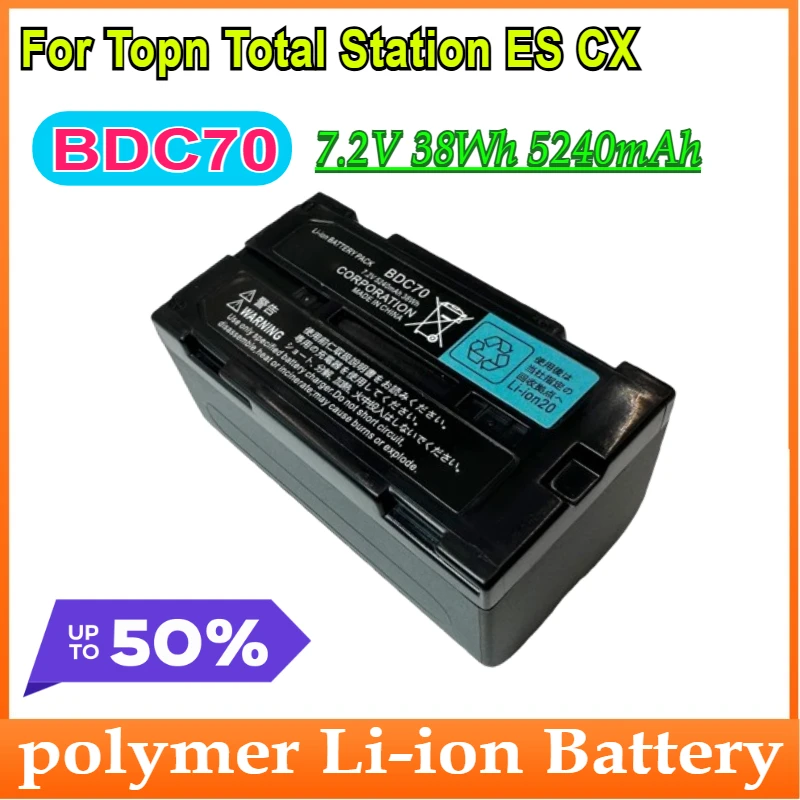 

BDC70 Li-ion Battery for Topn Total Station ES CX for Sok FX Set X Series Surveying Tools 7.2V 5240mAh