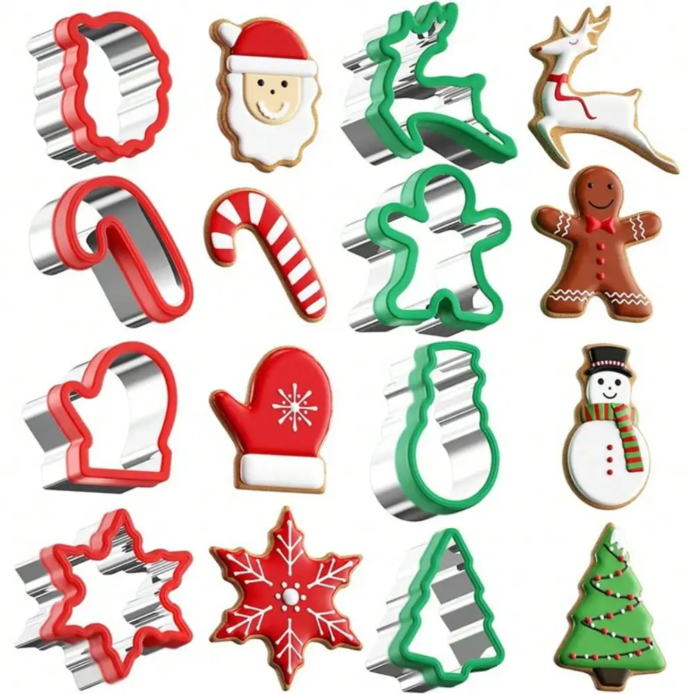 

Формочка для печенья из нержавеющей стали, рождественская тема, пресс для хлеба, аксессуары для выпечки с деревом, снеговиком, оленем, снежинкой