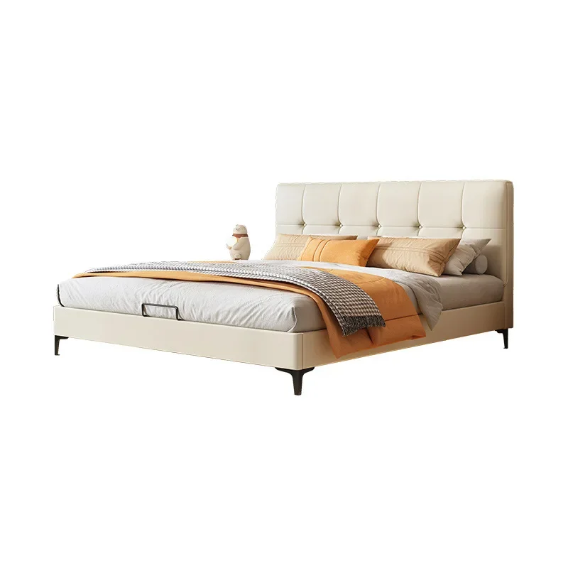 

Modern, simple, light luxury, creamy style, soft bag, solid wood bed 1.5 meters, household, small apartment