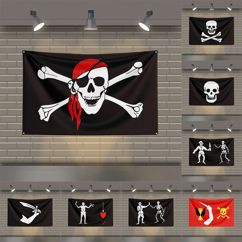 3x5 Ft Blackbeard Pirate Edward Teach Flag Polyester Printed Flags for Room Garage Decor