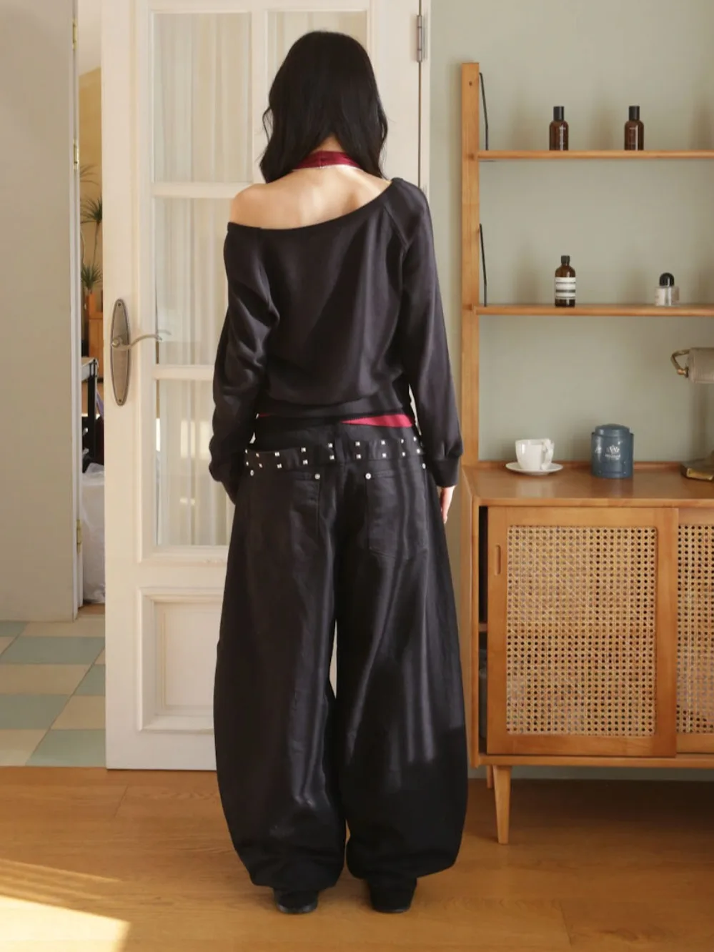 East Gate Herbst Denim Jeans Damen Weites Bein Freizeithose Cool Spicy Ba Dekorative Nieten Abnehmen Trendy Pendeln Sle