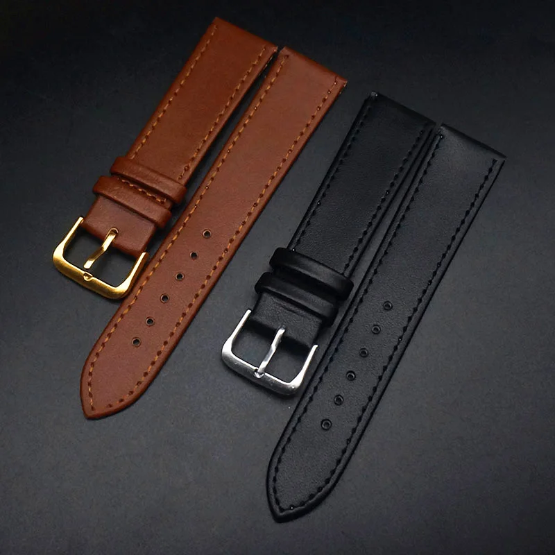 Men&Women PU Leather Strap Black Brown 12mm 14mm 16mm 18mm 20mm 22mm Watch Strap Relogio Masculino Accessories