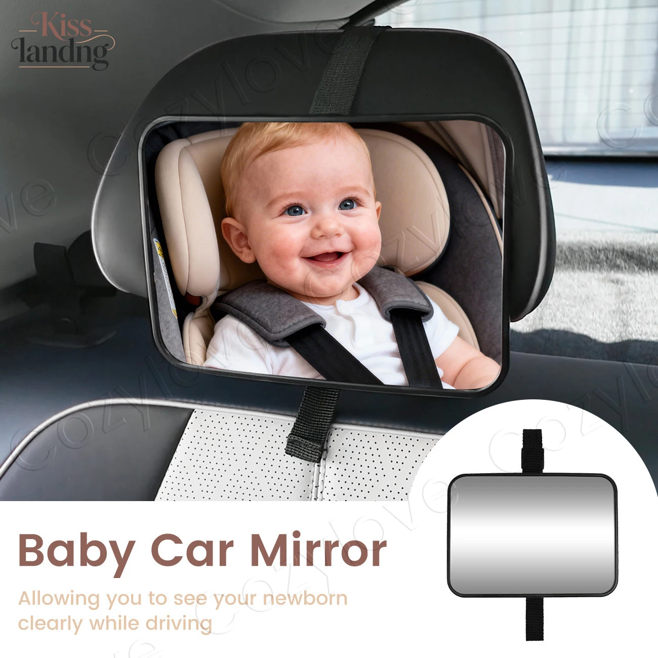 1PC Certified Shatterproof Baby Car Mirror, Crash-Tested with View for Rear-Facing Infant Safety