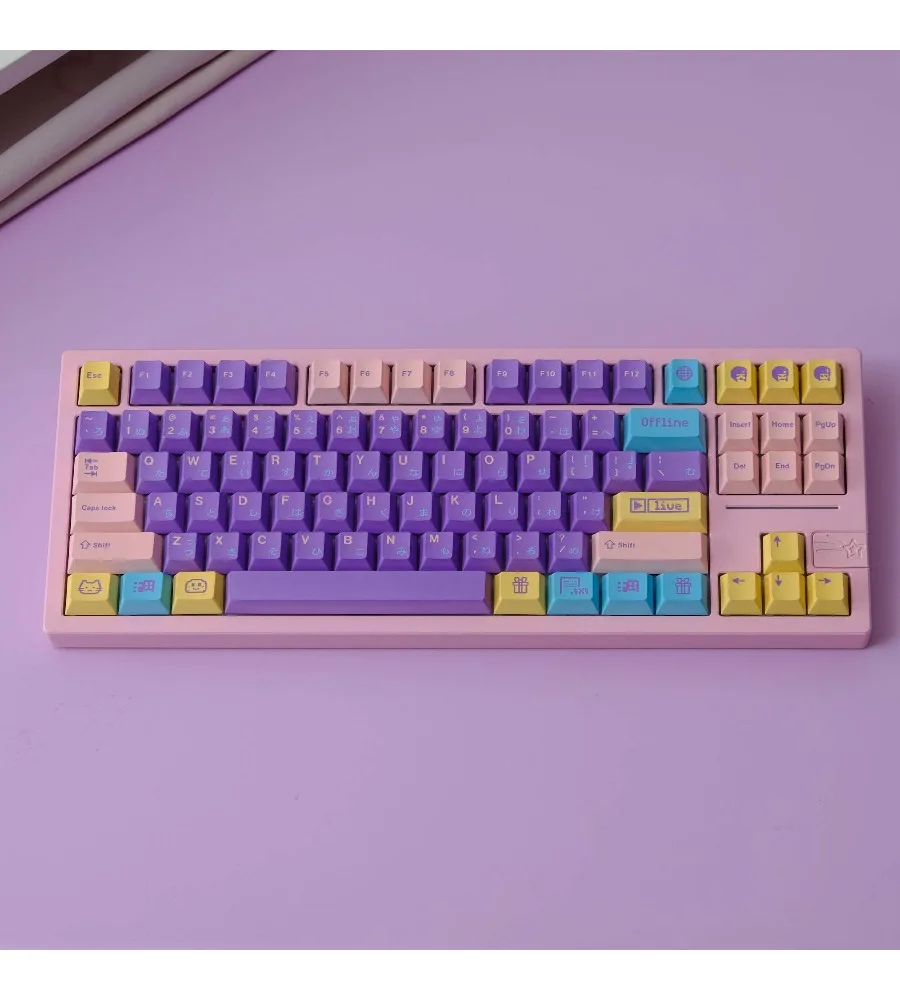 Candy keycap 151 keys PBT material Original height Five-sided sublimation process Adapted to mechanical keyboard
