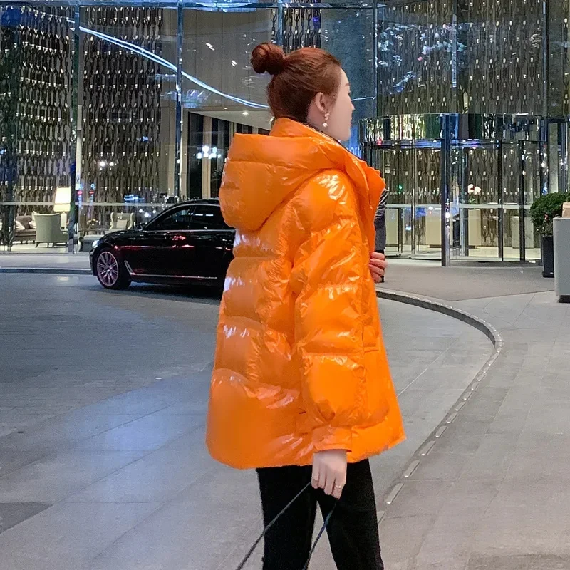 Overcoat Parka Glossy Down Cotton-Padded Women Jacket New Style 2023 Winter Explosions Fashion Avoid Wash Orange Warm Coat Girl