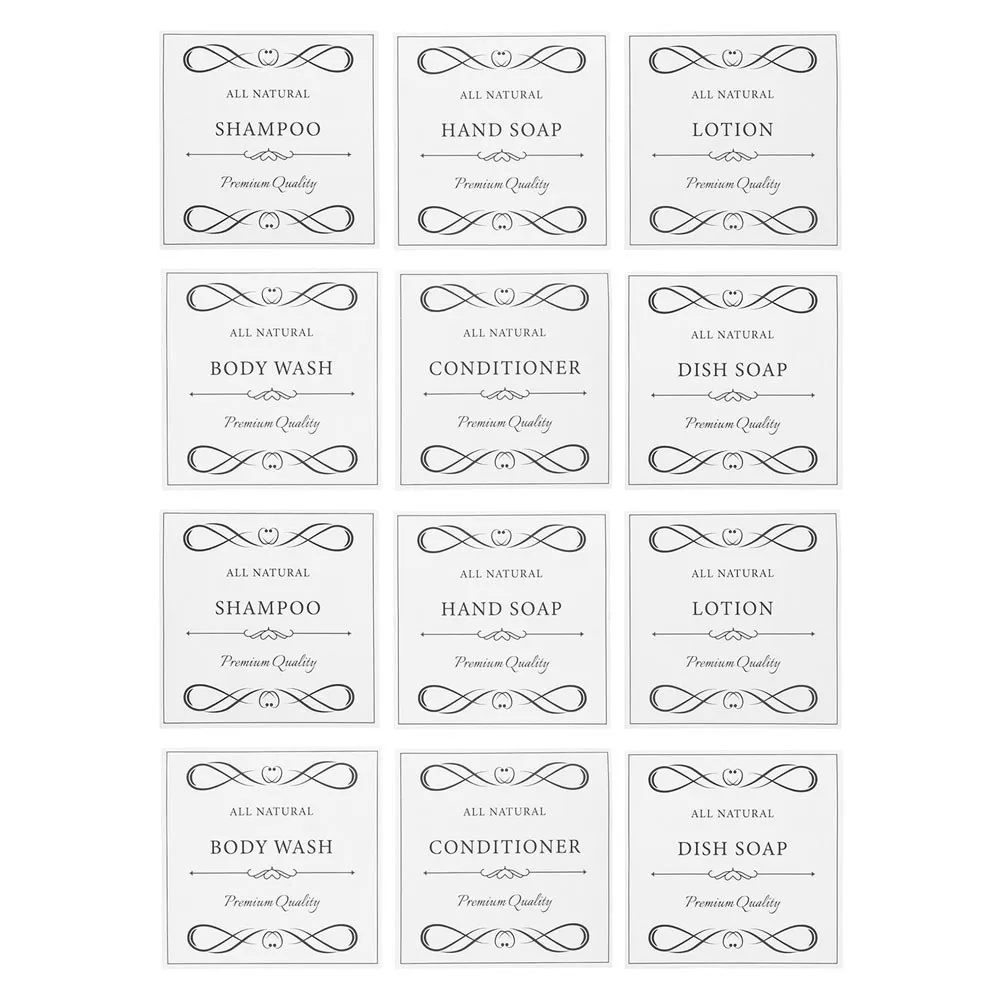 12Pcs Soap Labels Waterproof Self-Adhesive Stickers Hand Soap Lotion Shower Bottles Bathroom Organization Bottle Labels