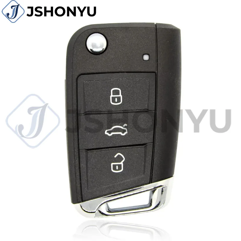

JsHonYu Replacement Flip Remote Key Case 3 Button for VW Golf 7 GTI MK7 Skoda Octavia A7 Seat Leon Chipless Shell
