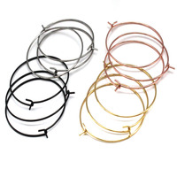 20PCS Stainless Steel Black Big Circle Earring Hoops Earrings Hook for DIY Dangle Round Earring Making Supplies Accessories