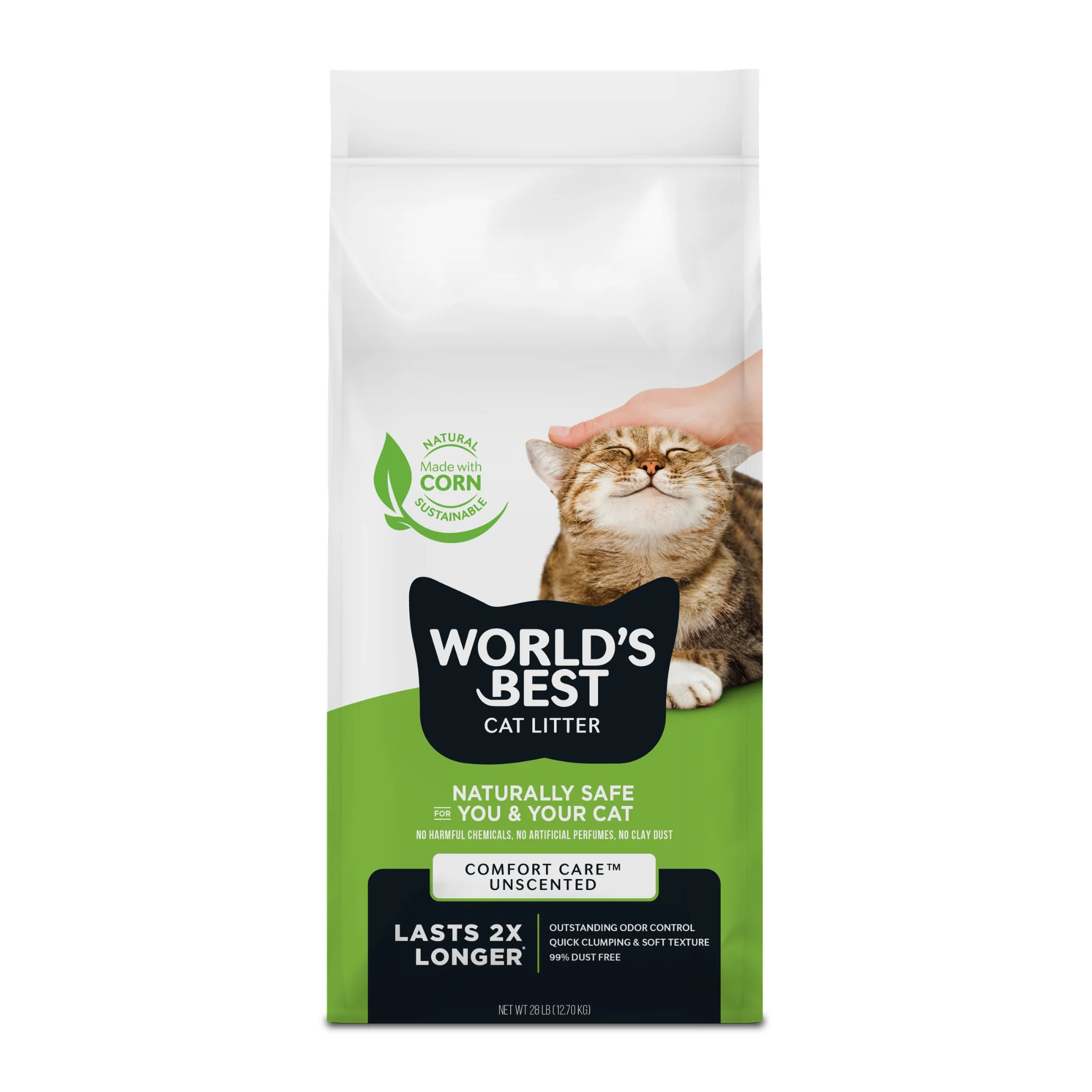 Comfort Care Unscented - Natural Ingredients, Quick Clumping, Flushable, 99% Dust Free - Long-Lasting Odor Control & Easy Scoopi