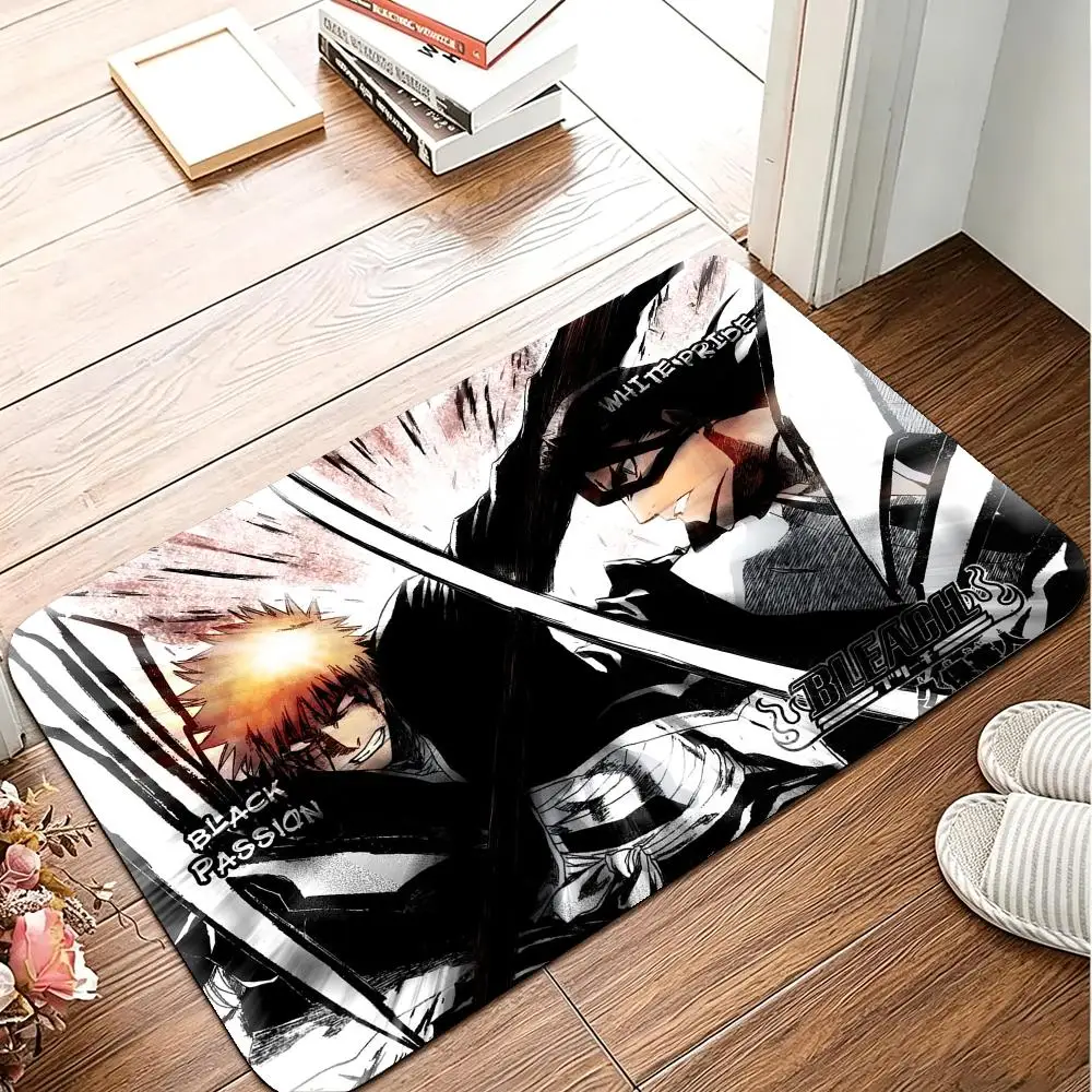 Anime B-Bleach Ichigo Floor Mat Flannel Rug Soft Non Slip Washable Door Mat For Bathroom Bedroom Kitchen Home Decor