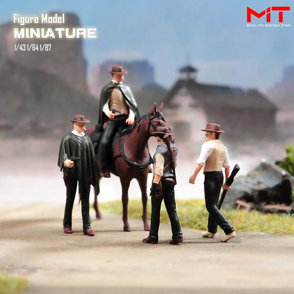 Figurines miniatures 1/87 1/64 1/43 1/24, personnages de Cowboy, scène masculine de cheval, Figurine peinte/non peinte, modèles de poupées, accessoires créatifs