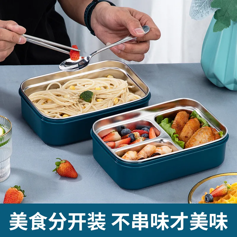 Double-layer partitioned lunch box, large-capacity partitioned portable lunch box, safe to carry, sealed and leak-proof lunch