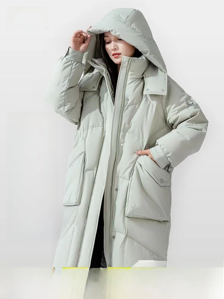 

Snow Flng Spring 2026 Women's Long down Jaet Removable Hat Cozy Warm Casual Faionable Polyester Fiber Du down