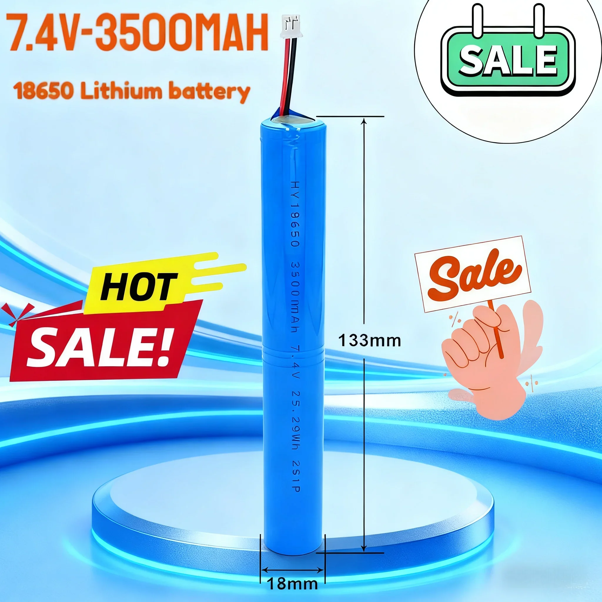 

Литий-ионный аккумулятор 18650, 7.4В 3500мАч, 2S1P, перезаряжаемый, для светодиодных лент, кемпинговых ламп, портативных колонок