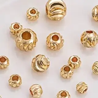 

14K Gold-plated Beads Cut Flower Beads Cut Curved Knife Pattern Round Beads Diy Handmade Jewelry Bracelet Accessory Materials