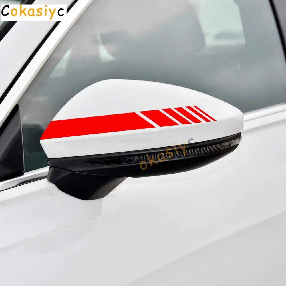 2PCS Car Rearview Mirror Stickers For Audi A3 8P 8V A4 B8 B6 A6 C6 C5 Q2 Q3 Q5 Q7 Q8 TT TTS Auto Accessories Vinyl Film Decals