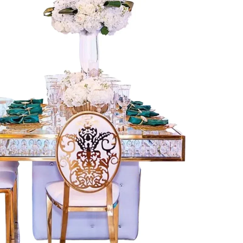 Interchangeable back pattern hotel furniture modern luxury gold restaurant wedding chair