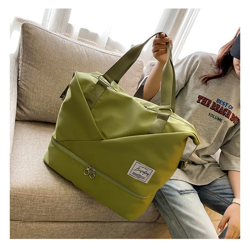 Bolso de mano con separación húmeda y seca para mujer, bolsa deportiva de tela Oxford para Fitness, equipaje corto de viaje de gran capacidad,