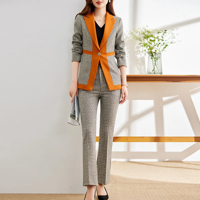 High Sense Plaid Suit Jacket Women\'s Spring and Autumn 2023 New Business Suit Formal Wear Temperament Goddess Style Suit