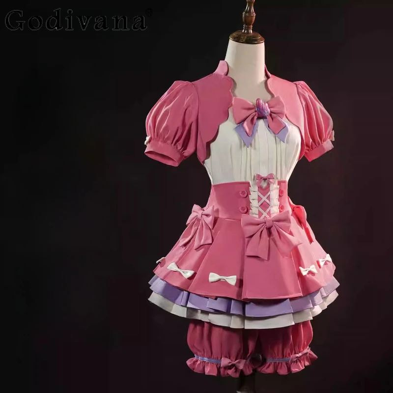 

Women's Full Set Cosplay Costumes Fancy Party Dress Suit Cheerleaders Game Anime Cute Pink Dress Halloween Carnival Uniforms
