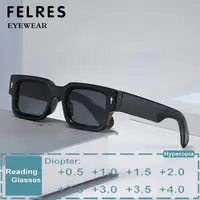 Gafas de sol cuadradas con montura pequeña para lectura, gafas de sol para presbicia graduadas a la moda para hombre y mujer, gafas de sol negras con sombra para exteriores + 1,0 1,5