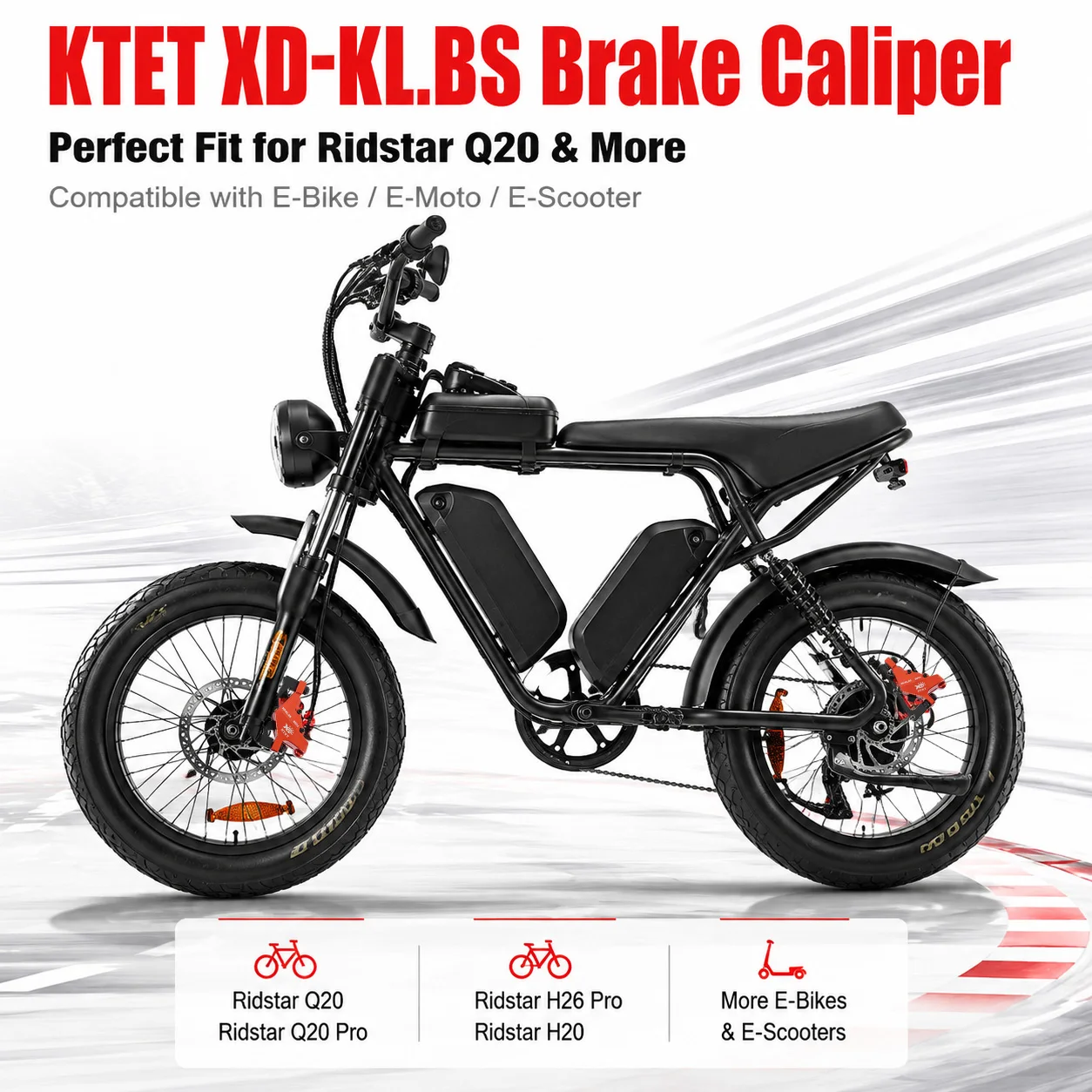 KTET XD-KL.BS 2-Kolben-Hydraulik-Scheibenbremssattel Ersatz für E-Bike, E-Moto, E-Scooter, Hochleistungs-Bremssystem – Detail 2