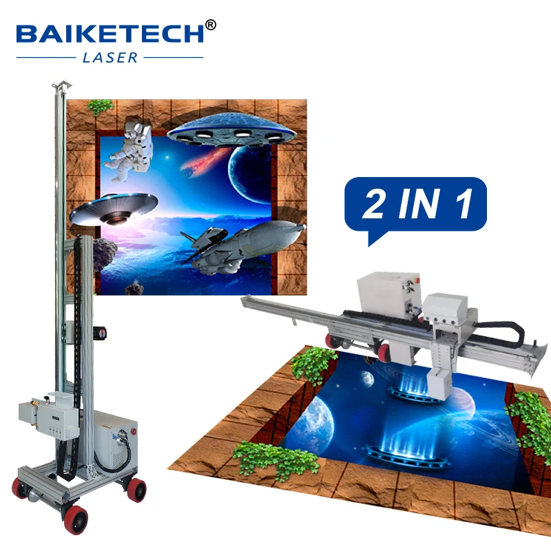 Настенный/наземляющий принтер 2 в 1 с колесами, двойная печатающая головка i3200, настенный и напольный принтер для использования в помещении и на открытом воздухе