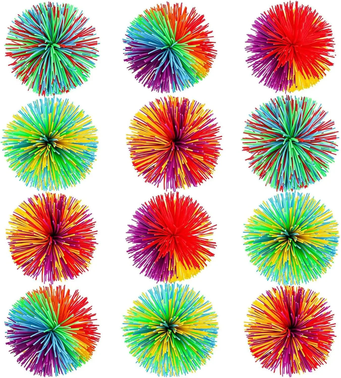 

12 Pack Rainbow Stress Balls - Soft Silicone Sensory Toys for Adults & Kids, 2.75 Inch Party Favors