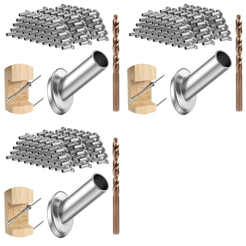 TFORU-120Pack 30 Degree 3/16In Angle Beveled Protector Sleeves,Wood Post Protector For 1/8In 5/32In 3/16In Stair Cable Railing