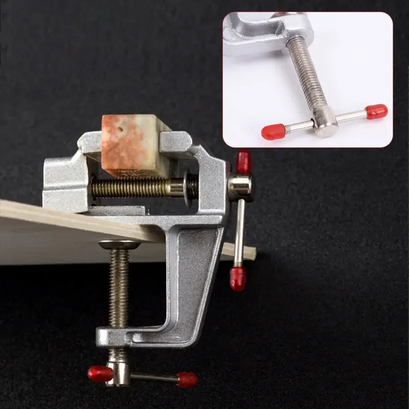 Mini Imadło Stołowe Wielofunkcyjne 3.5\" Aluminiowe Miniaturowe Małe Imadło Jubilerskie Hobby Zaciskane na Stół Płaskie Szczypce Narzędzie Imadło