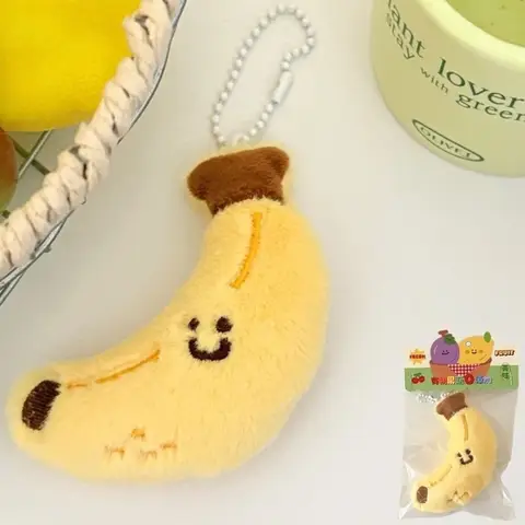 New Cartoon Fruit Plush Doll Keychain Mango Peach Banana Cute Stuffed Pendant Avocado Lemon Cherry Backpack Charm Birthday Gifts
