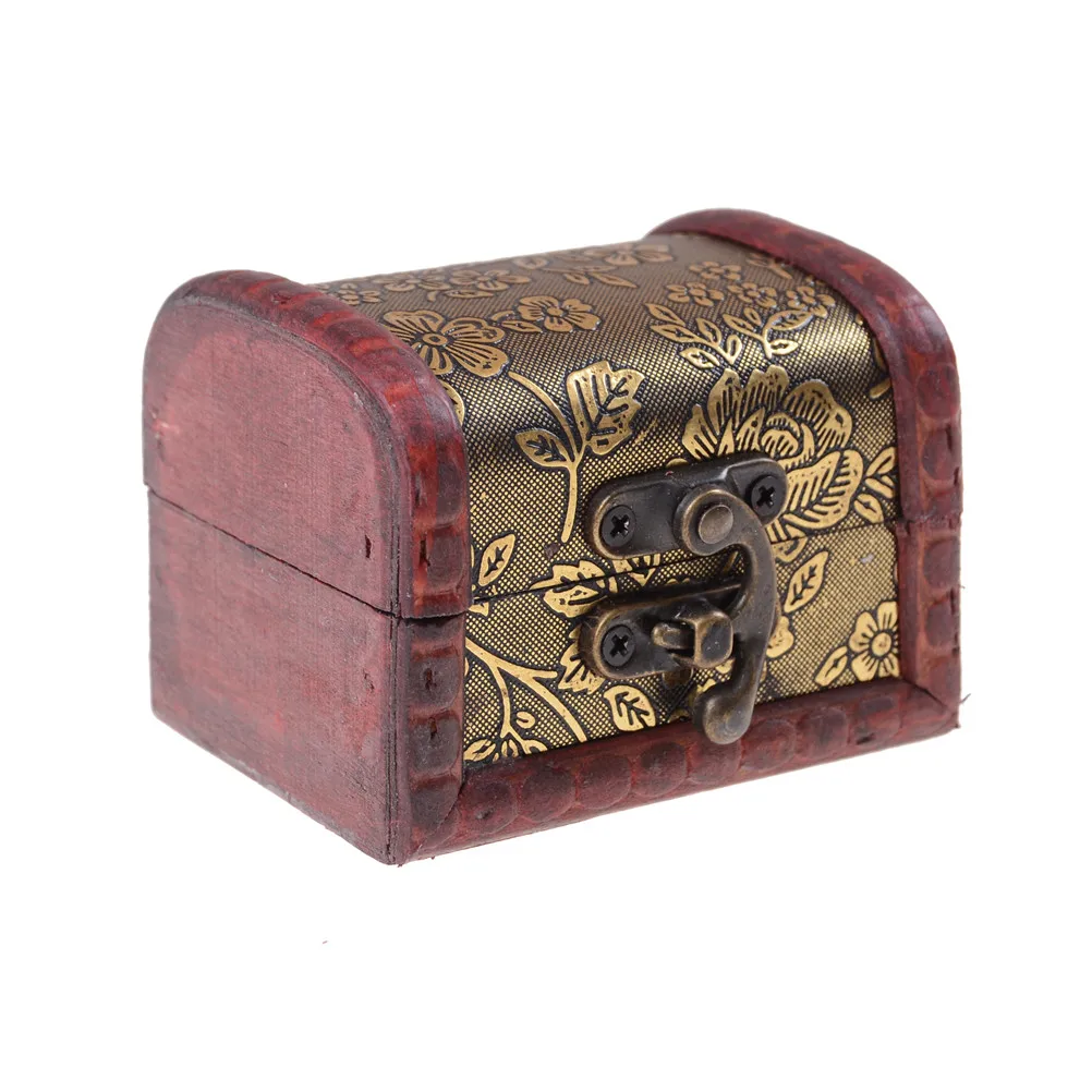 1pcs Wooden Jewelry Storage Case Organiser Gifts Vintage Treasure Chest Wood Box Carrrying Cases Antique Style Jewelry