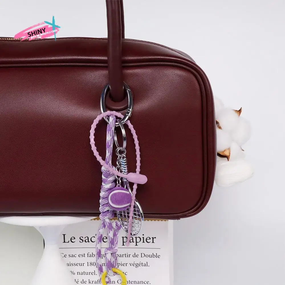 

Creative Purple Sports Style Keychain Handmade Jewelry Y2K Fashion Bag Pendant DIY Anti-lost Korean Charm Rope Keyring Couple