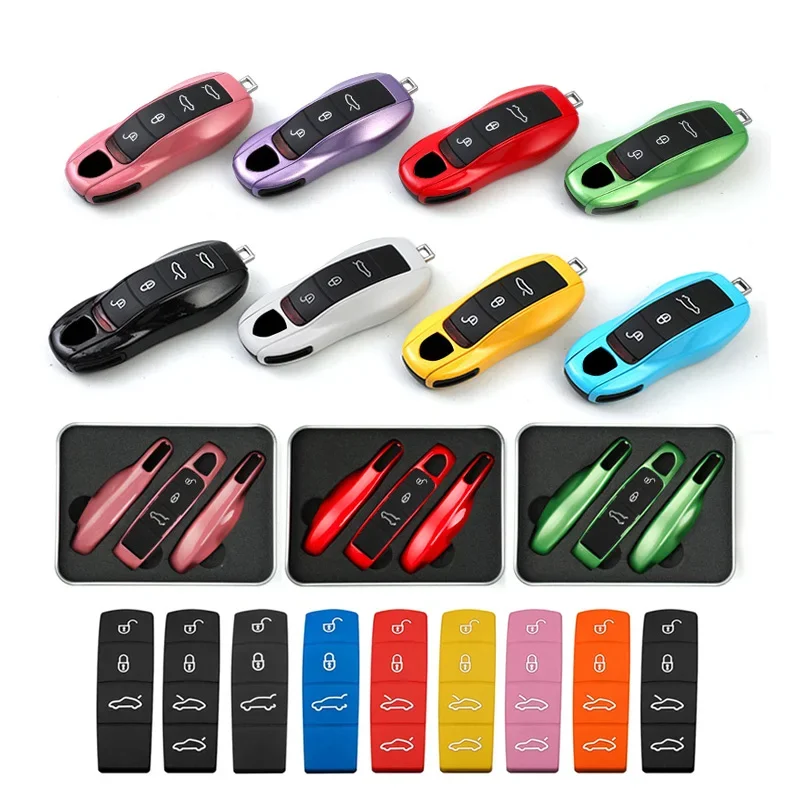 Car Smart Remote Key Case Fob Covers Set Shell for Porsche Panamera Spyder Carrera Macan Boxster Cayman Cayenne 911 970 981 991