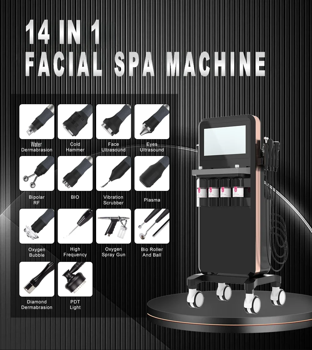 14-in-1 Professional hydradermabrasion Facial care Beauty Equipment for Whitening, Firming, Anti-Aging, Skin Repair