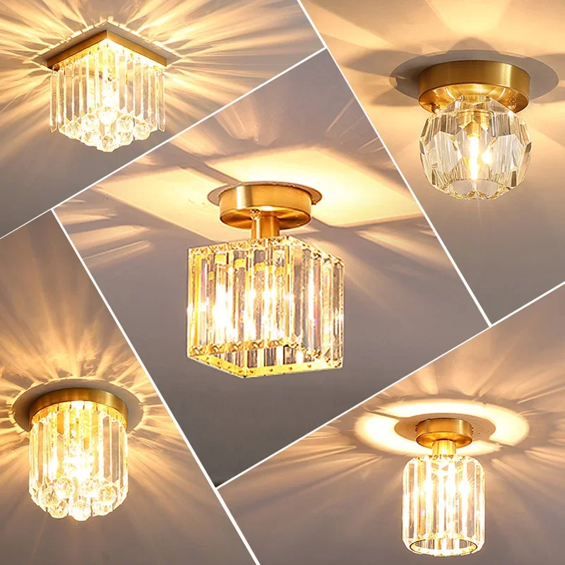 

JMZM Modern Copper Small Ceiling light Mini Chandelier Indoor Aisle Light For Corridor Cloakroom Balcony Bar Hotel Ceiling Lamp