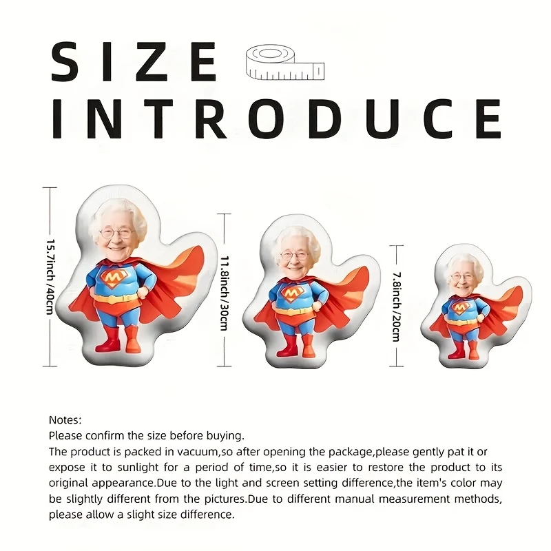 Modern Style Humorous Superman Custom Hug Pillow, Featuring Personalized Face and Body Pattern Design, Double-sided Digital Prin