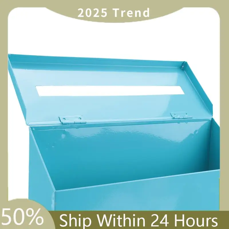 A75X Top 2X Почтовый ящик Винтажный настенный почтовый ящик для почтовых ящиков для улицы Антикварный металлический почтовый ящик Устойчивый к ржавчине держатель для почты Синий