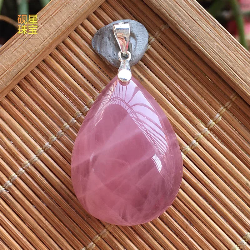 Natürlicher Rosenquarz-Anhänger, rosa Rosenquarz, Madagaskar, Damen und Herren, Liebesstein, AAAAA