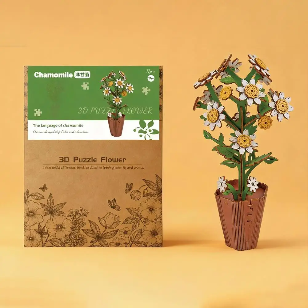 

3D Wooden Puzzles For Adults Diy Wooden Flower Puzzle Crafts Kits For Adults Home Decor For Women Gift -Sunflower T0N7