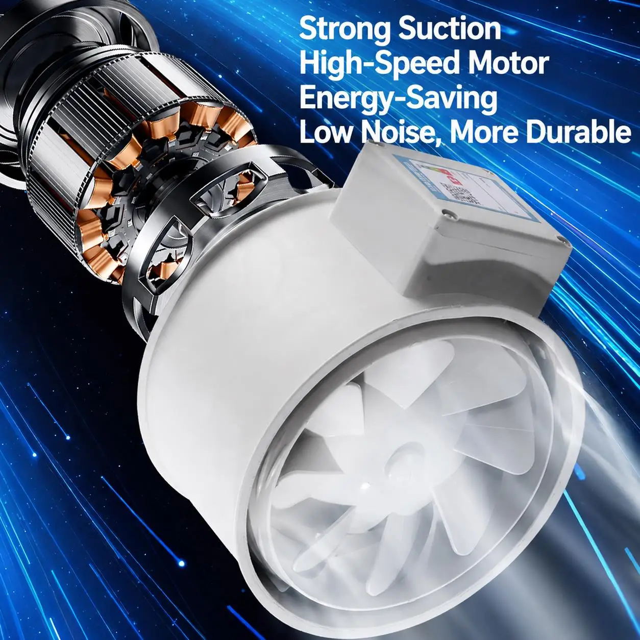 8 Inch 220V Inline Duct Fan Booster Exhaust Ventilation Extractor Kitchen Bathroom Grow Tent Air Circulation Diagonal Flow Fan