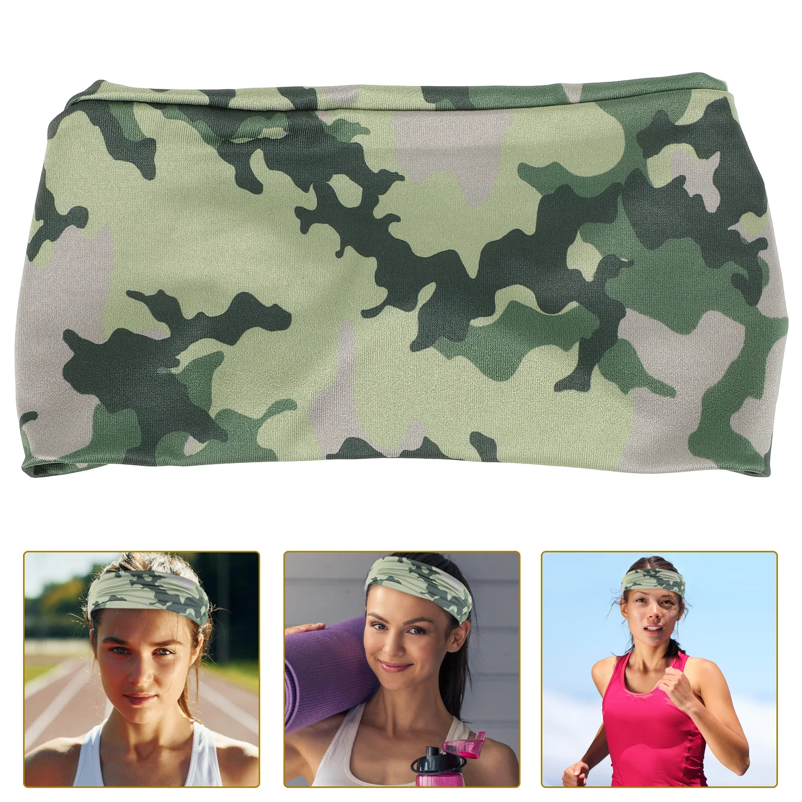 

2Pcs Camouflage Sweat-Wicking Headband Non Slip Hairband for Basketball Running Workout Head Bands Mens